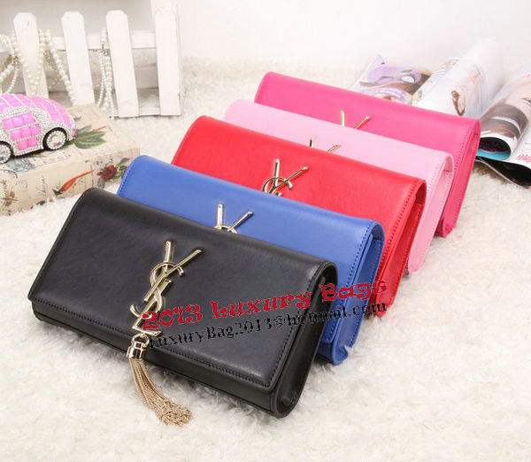 YSL Classic Monogramme Tassel Smooth Leather Clutch Bag Y8908 Blue