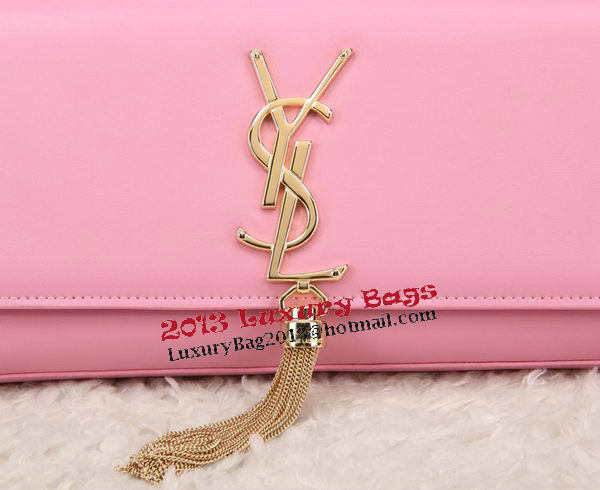 YSL Classic Monogramme Tassel Smooth Leather Clutch Bag Y8908 Pink