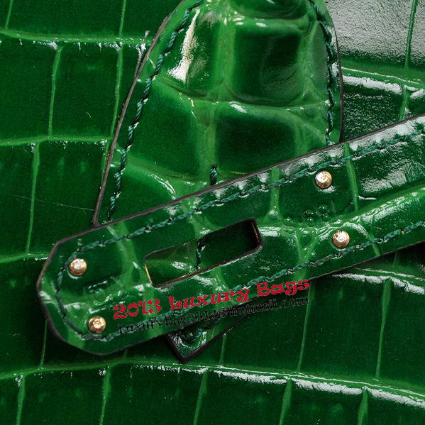 Hermes Birkin 30CM Tote Bags Green Iridescent Croco Leather Gold