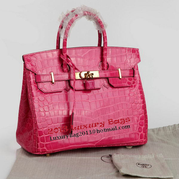 Hermes Birkin 30CM Tote Bags Peach Croco Leather Gold