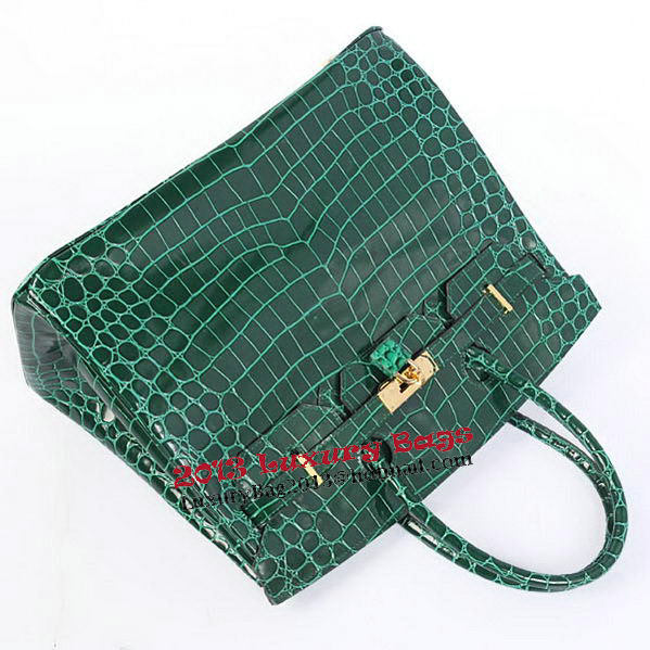 Hermes Birkin 35CM Tote Bag Green Iridescent Croco Leather Gold