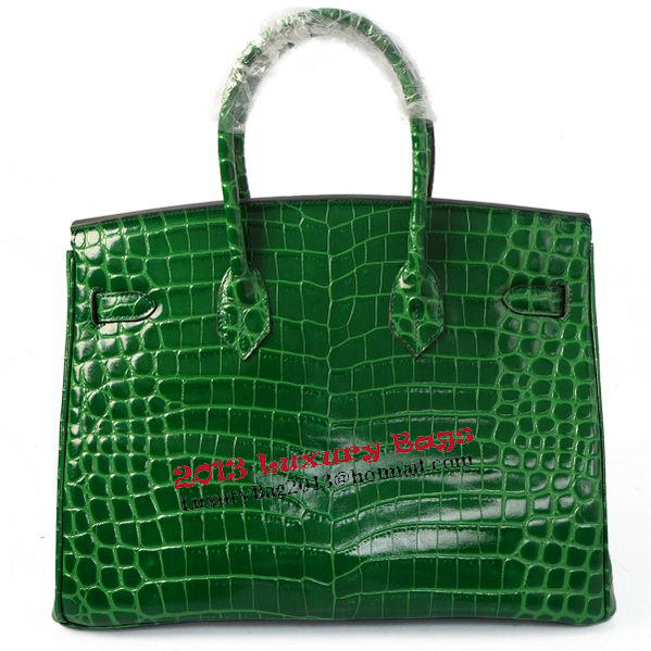 Hermes Birkin 35CM Tote Bags Green Iridescent Croco Leather Gold