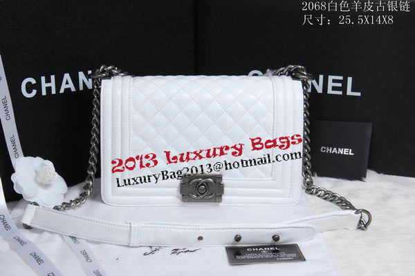 Boy Chanel Flap Shoulder Bag Sheepskin Leather CHA2068 White