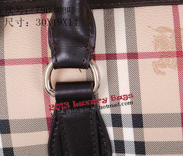 Burberry Medium Haymarket Check Bowling Bag 7903 Brown