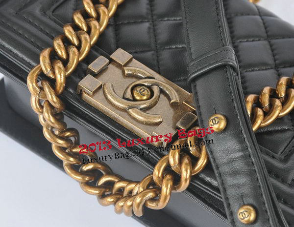 Chanel Boy Flap Shoulder Bag Black Original Lambskin Leather CHA67085 Gold