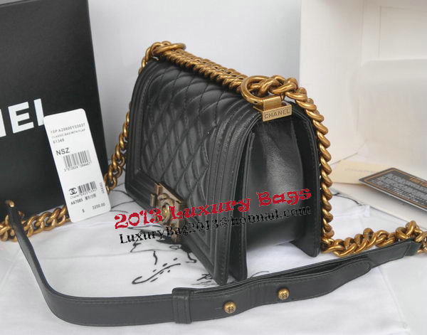 Chanel Boy Flap Shoulder Bag Black Original Lambskin Leather CHA67085 Gold