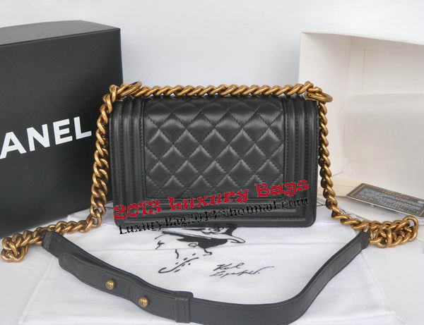 Chanel Boy Flap Shoulder Bag Black Original Lambskin Leather CHA67085 Gold