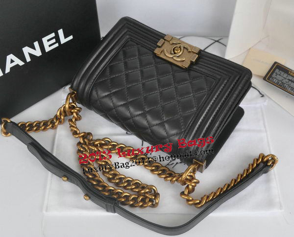 Chanel Boy Flap Shoulder Bag Black Original Lambskin Leather CHA67085 Gold