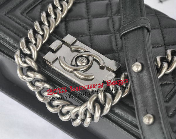 Chanel Boy Flap Shoulder Bag Black Original Lambskin Leather CHA67085 Silver