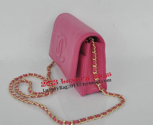 Chanel Flap Shoulder Bag Rose Calfskin Leather CHA33818 Gold