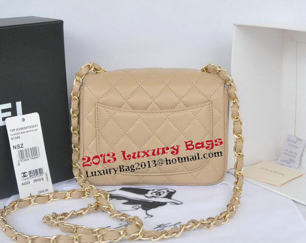 Chanel mini Classic Flap Bag Apricot Original Sheekskin CHA1115 Gold