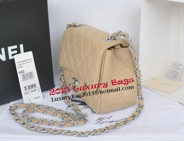 Chanel mini Classic Flap Bag Apricot Original Sheekskin CHA1115 Silver