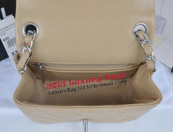 Chanel mini Classic Flap Bag Apricot Original Sheekskin CHA1115 Silver