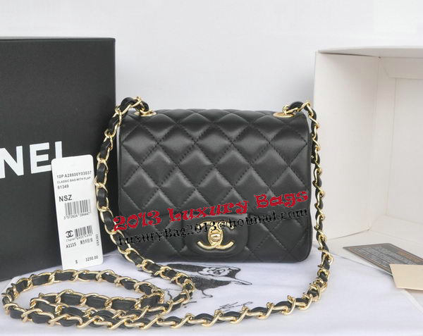 Chanel mini Classic Flap Bag Black Original Sheekskin CHA1115 Gold