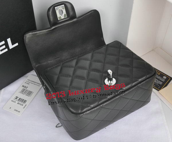 Chanel mini Classic Flap Bag Black Original Sheekskin CHA1115 Silver