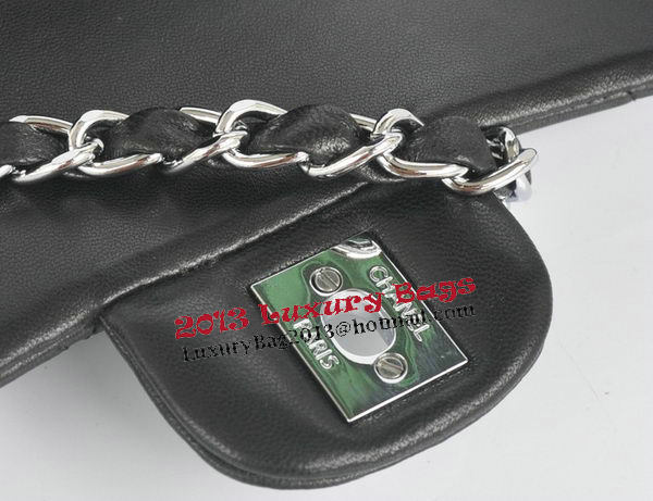 Chanel mini Classic Flap Bag Black Original Sheekskin CHA1115 Silver