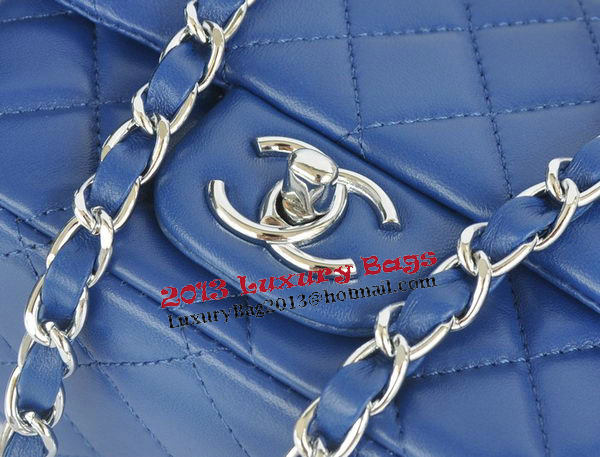 Chanel mini Classic Flap Bag Blue Original Sheekskin CHA1115 Silver