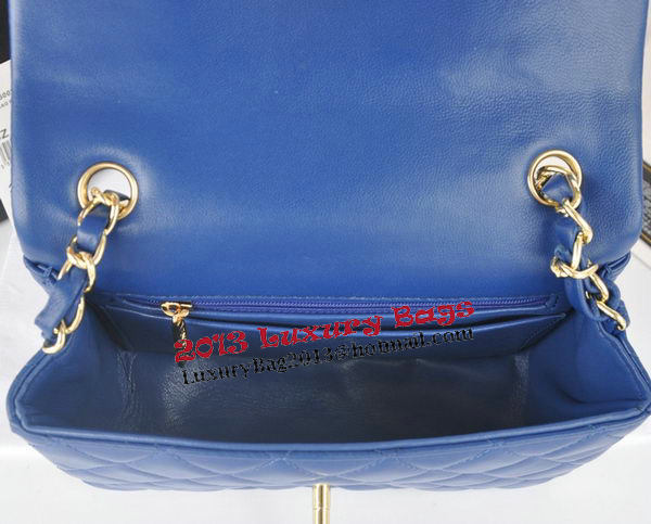 Chanel mini Classic Flap Bag Blue Original Sheekskin CHA1116 Gold