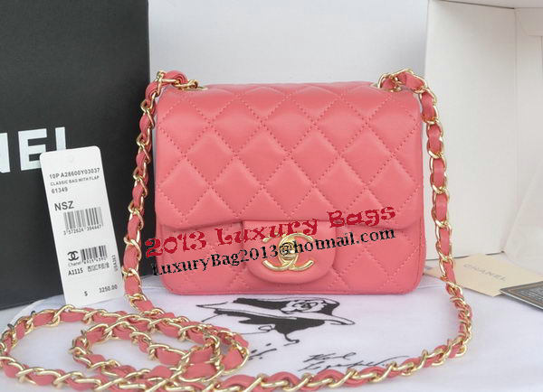 Chanel mini Classic Flap Bag Pink Original Sheekskin CHA1115 Gold