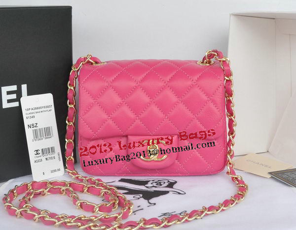 Chanel mini Classic Flap Bag Rose Original Sheekskin CHA1115 Gold