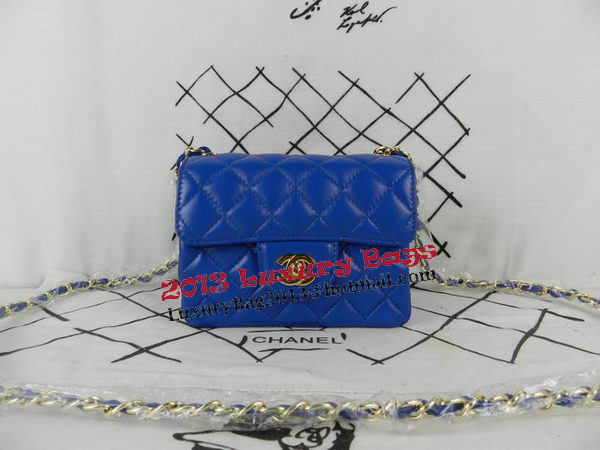 Chanel mini Classic Flap Bag Blue Sheekskin CHA1115 Gold