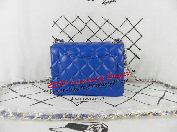 Chanel mini Classic Flap Bag Blue Sheekskin CHA1115 Gold