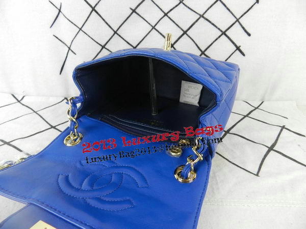 Chanel mini Classic Flap Bag Blue Sheekskin CHA1115 Gold