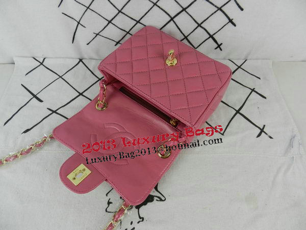 Chanel mini Classic Flap Bag Peach Sheekskin CHA1115 Gold