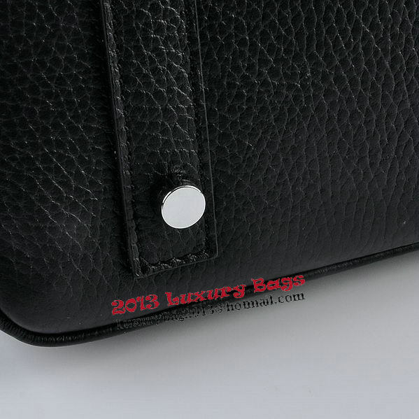 Hermes Birkin 35CM Tote Bag Black Grainy Leather Silver