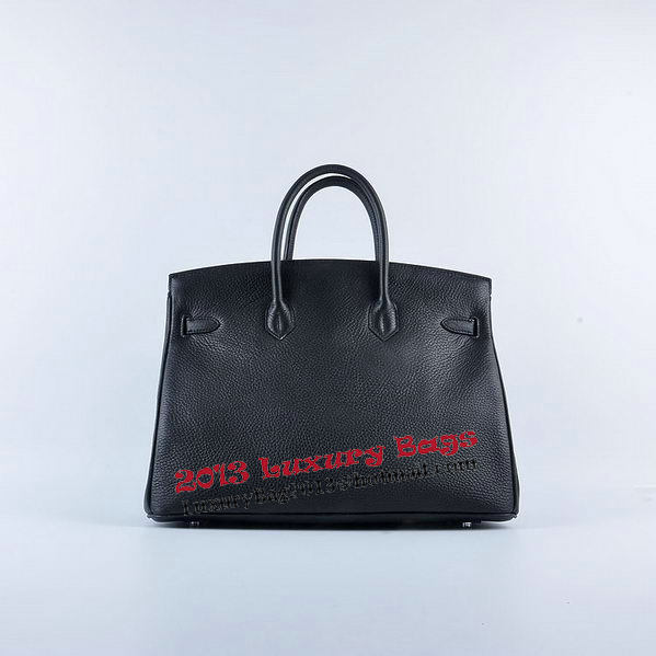 Hermes Birkin 35CM Tote Bag Black Grainy Leather Silver