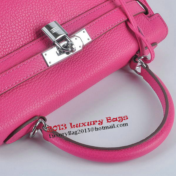 Hermes Kelly 28cm Shoulder Bags Rose Grainy Leather Silver