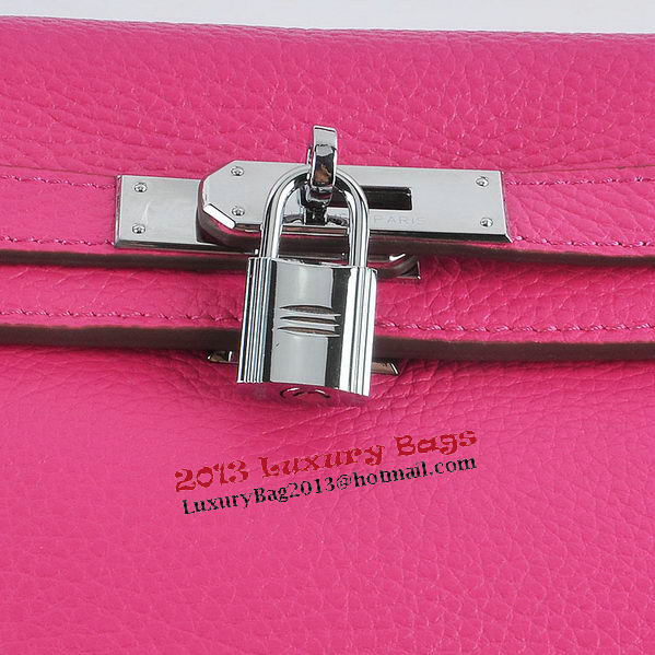 Hermes Kelly 32cm Shoulder Bags Rosy Grainy Leather Silver