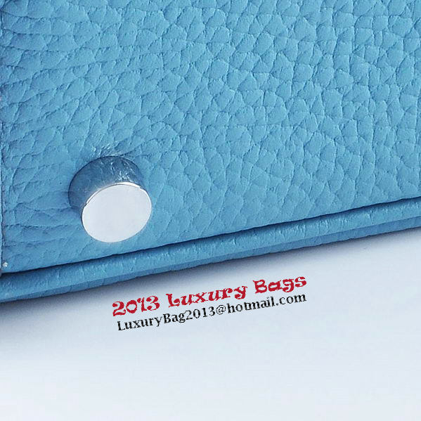 Hermes Lindy 30CM Grainy Leather Shoulder Bag H6207 Light Blue