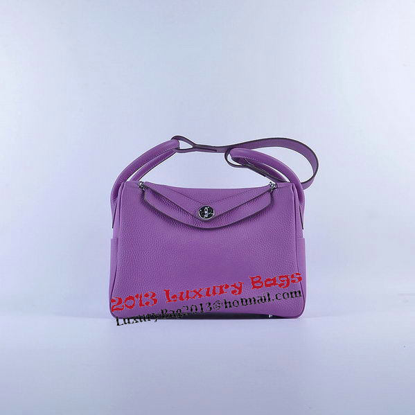 Hermes Lindy 30CM Grainy Leather Shoulder Bag H6207 Purple