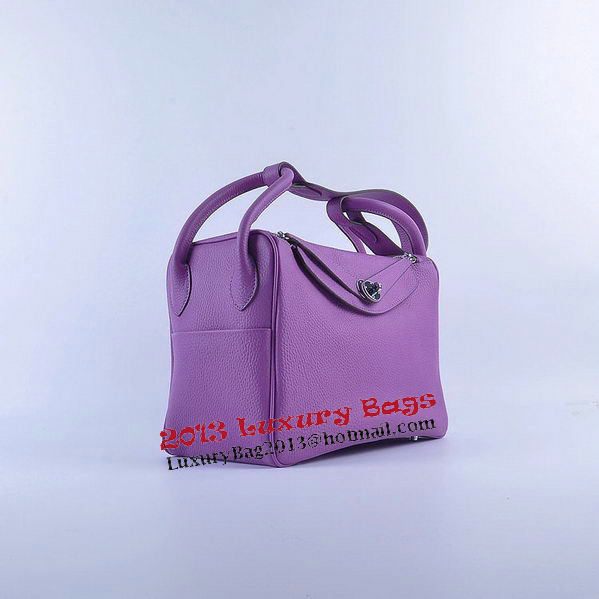 Hermes Lindy 30CM Grainy Leather Shoulder Bag H6207 Purple