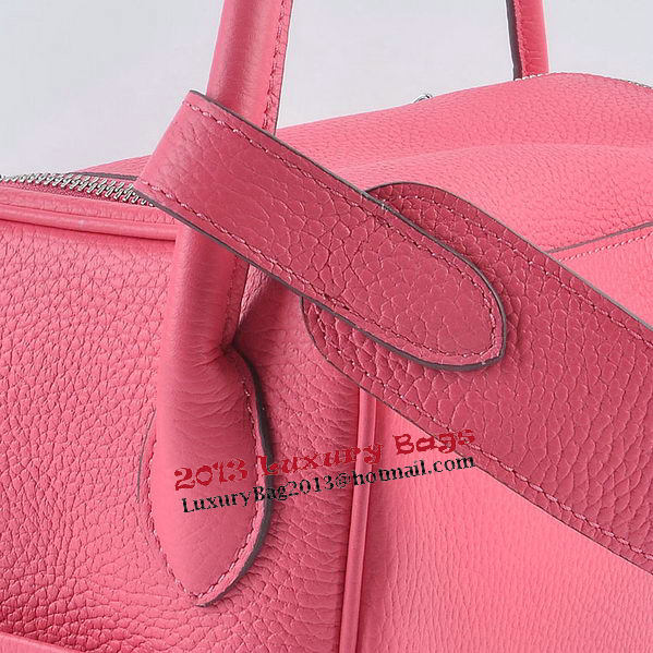 Hermes Lindy 30CM Grainy Leather Shoulder Bag H6207 Rose