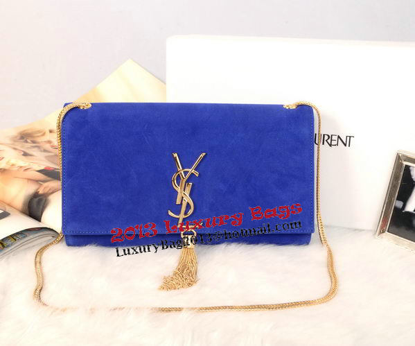 YSL Monogramme Cross-body Shoulder Bag Suede Leather Y311214 Blue