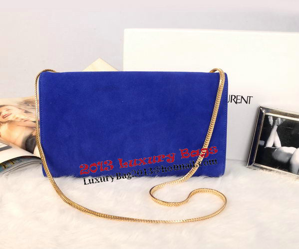 YSL Monogramme Cross-body Shoulder Bag Suede Leather Y311214 Blue