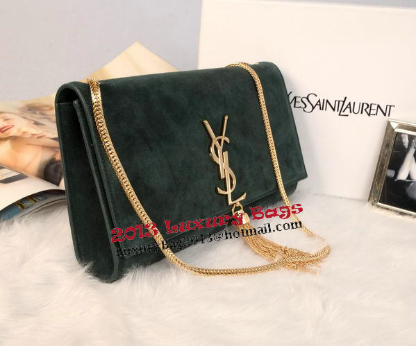 YSL Monogramme Cross-body Shoulder Bag Suede Leather Y311214 Green