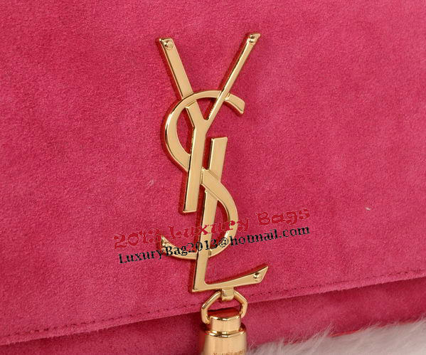 YSL Monogramme Cross-body Shoulder Bag Suede Leather Y311214 Rosy
