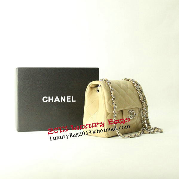 Chanel mini Classic Flap Bag Apricot Leather 1115 Silver Chain