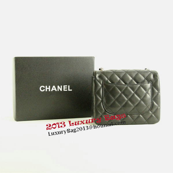 Chanel mini Classic Flap Bag Black Leather 1115 Silver Chain