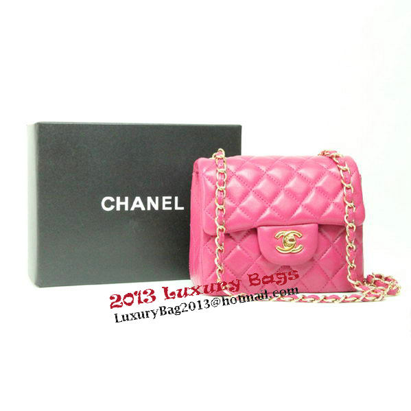 Chanel mini Classic Flap Bag Rose Leather 1115 Gold Chain