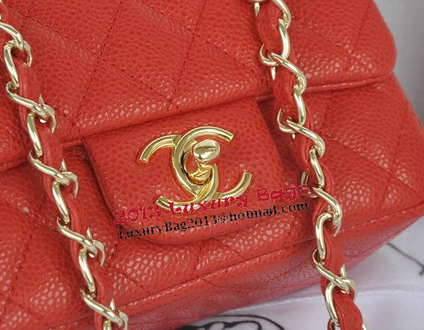 Chanel mini Classic Flap Bag Red Cannage Pattern 1115 Gold