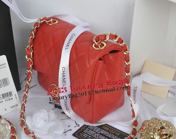 Chanel mini Classic Flap Bag Red Cannage Pattern 1115 Gold