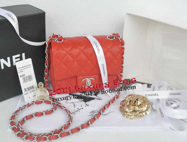 Chanel mini Classic Flap Bag Red Cannage Pattern 1115 Silver