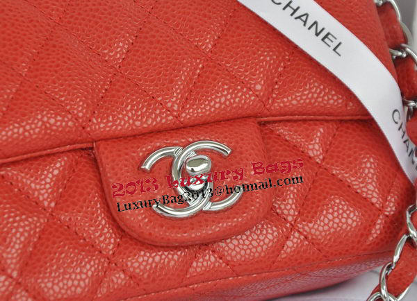 Chanel mini Classic Flap Bag Red Cannage Pattern 1115 Silver