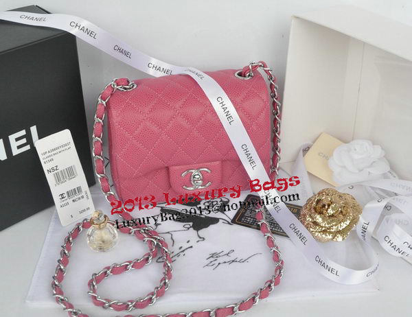 Chanel mini Classic Flap Bag Rose Cannage Pattern 1115 Silver