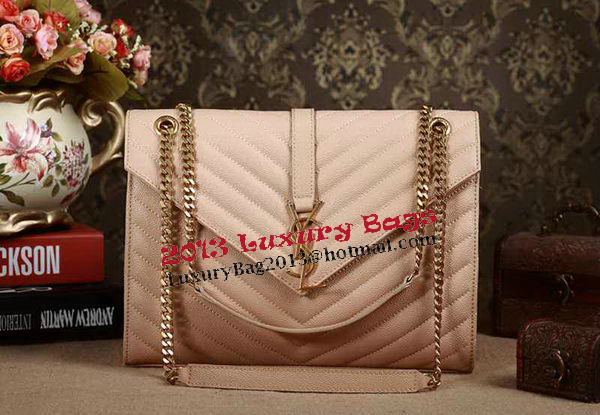 Saint Laurent Classic Monogramme Cannage Pattern Flap Bag Y5480 Apricot