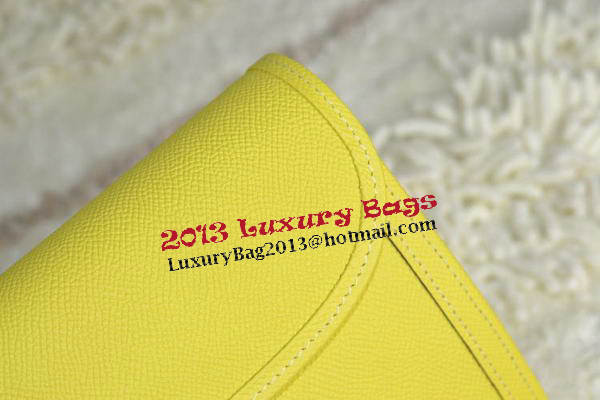 Hermes Jige Clutch Bag Calfskin Leather Lemon